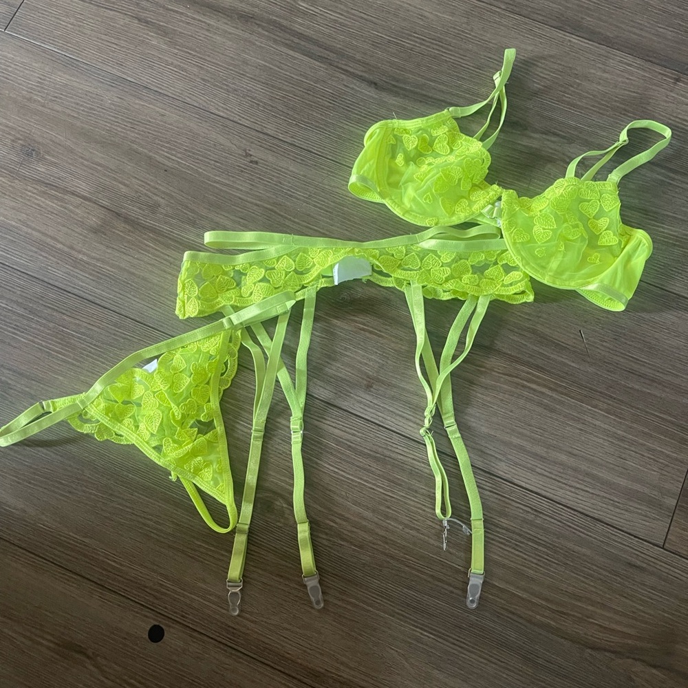 Neon Yellow Lace Lingerie Set